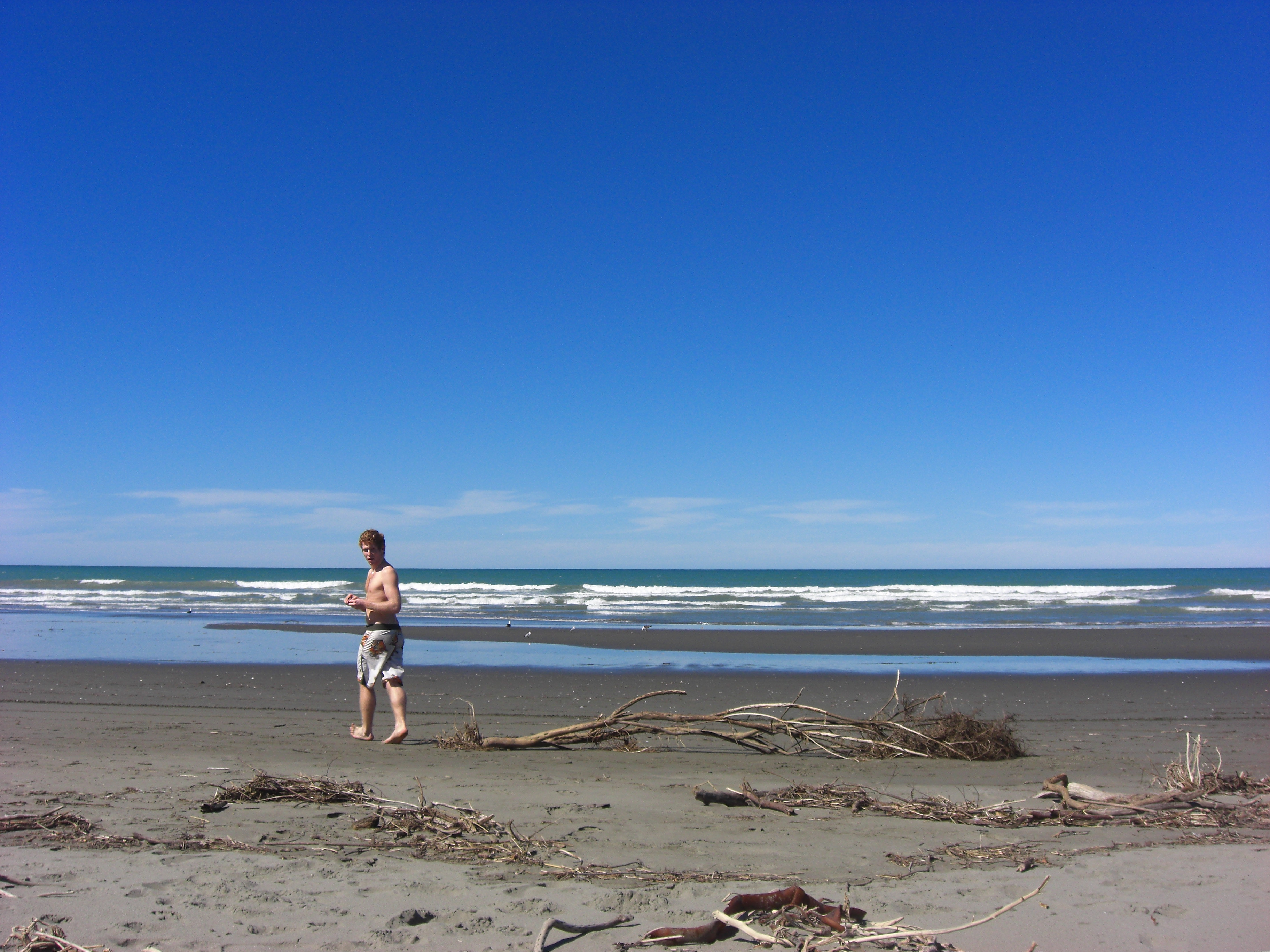 Enjoying the Christchurch beach