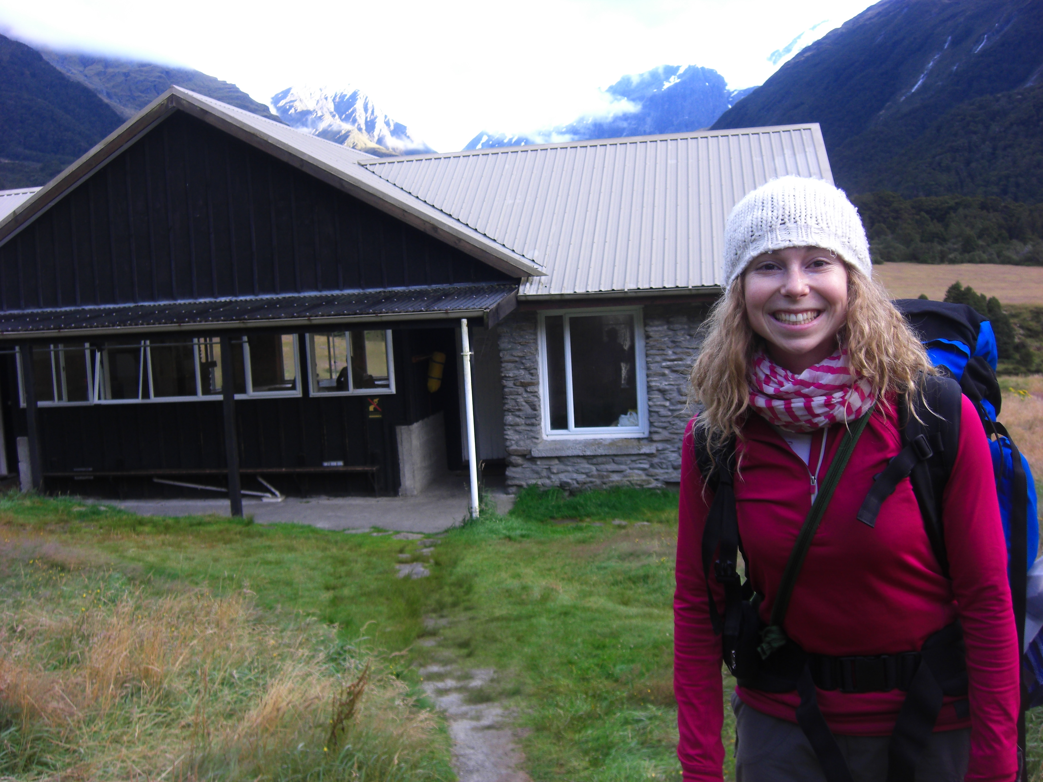 In front of Mount Aspiring Hut