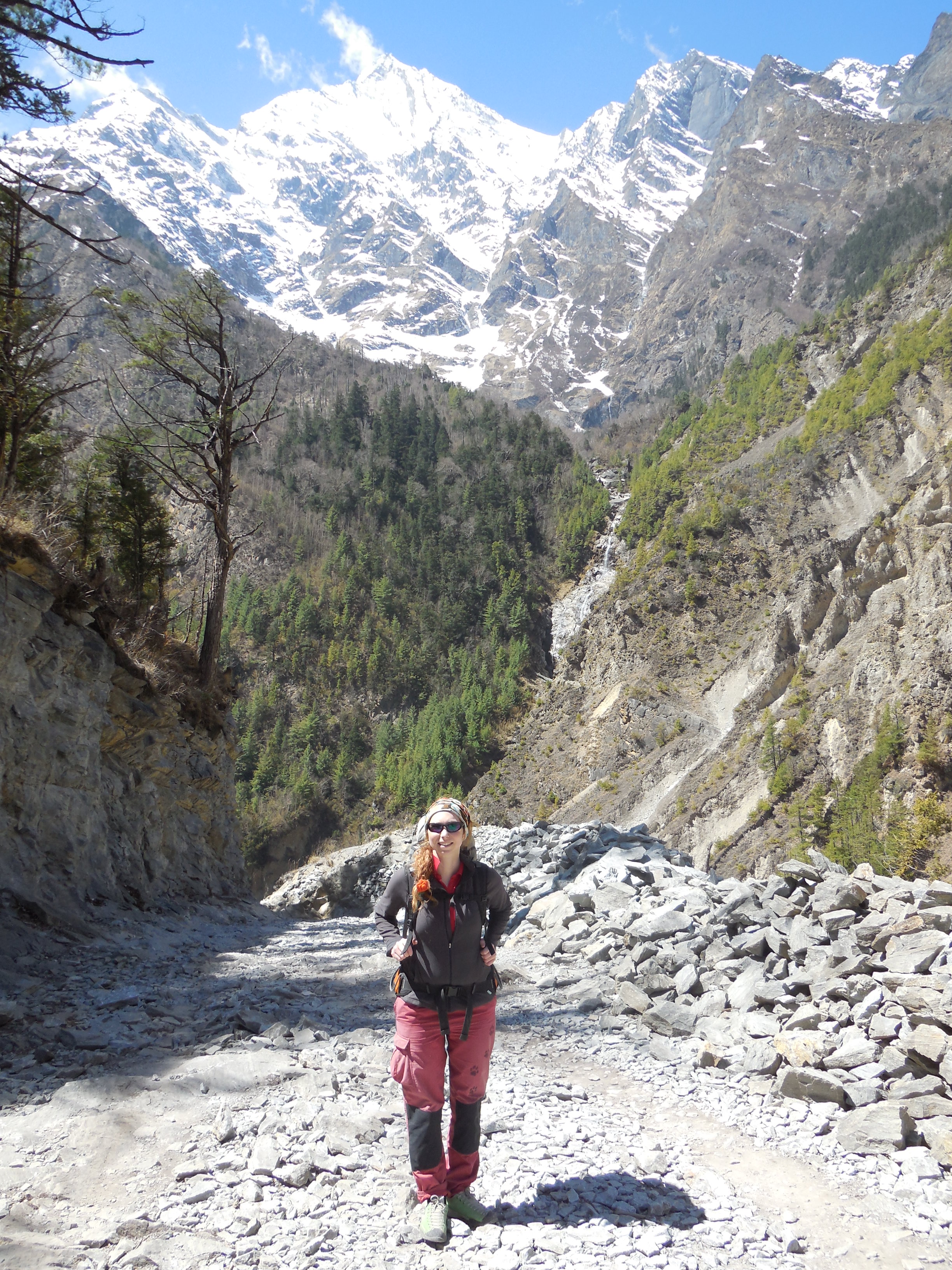 A moment before this photo has been taken, a huge avalanche came down from the Annapurna