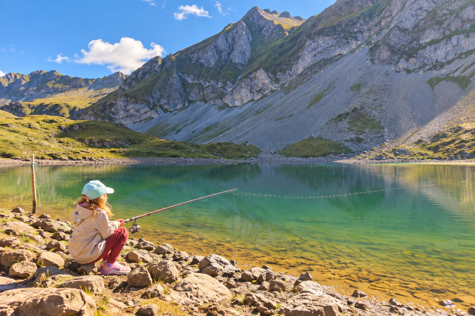 Angeln am Eisee bei Sörenberg mit Kindern